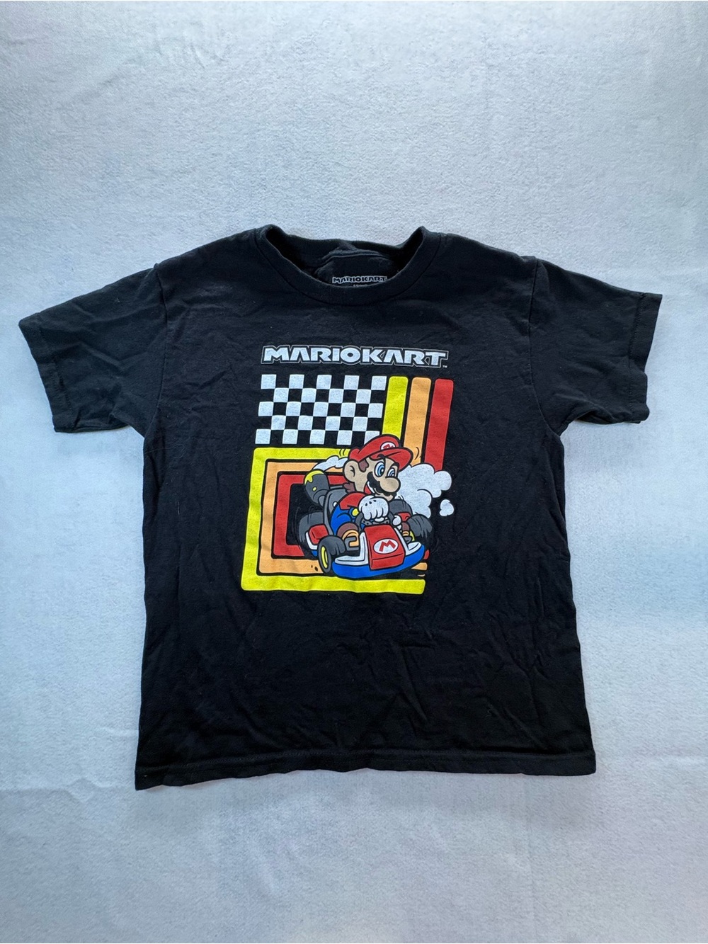 Mario Kart Nintendo Youth Small Black Graphic T-Shirt Mario Go Kart Cotton
